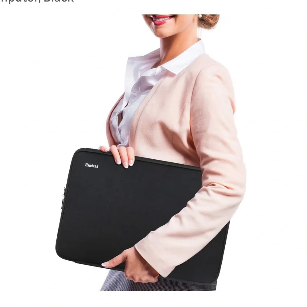 Black Laptop Sleeve 15.6” Durable Shockproof Protective Cover Flip Case